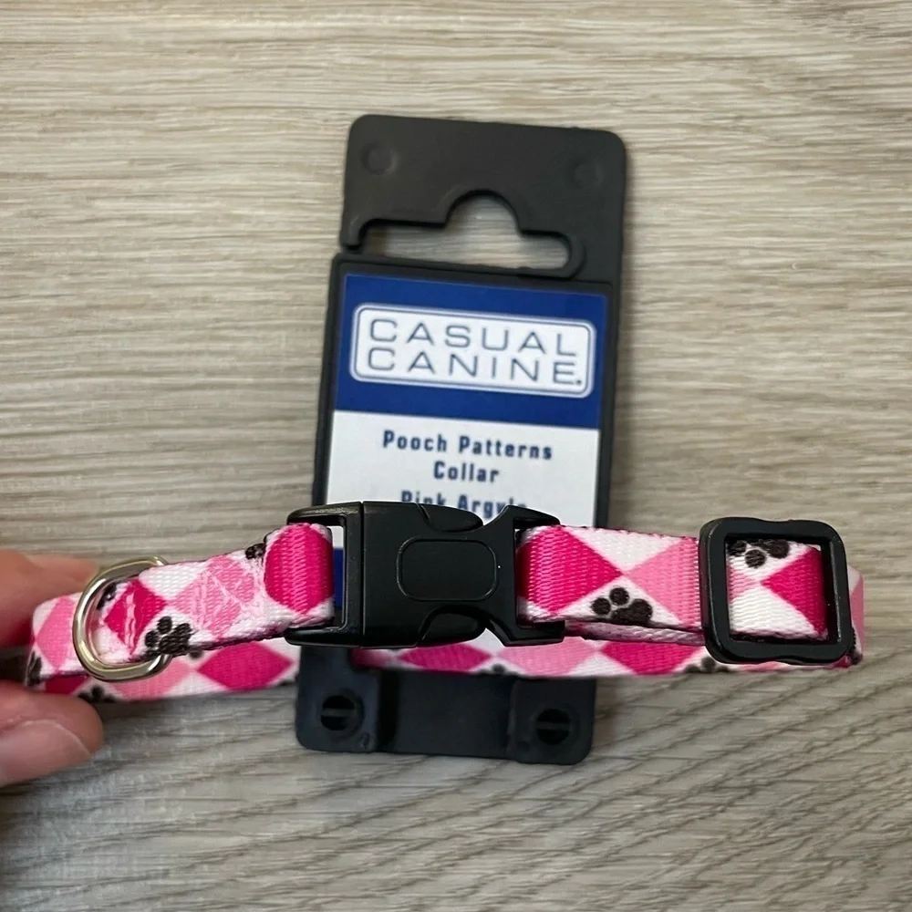 Casual Canine Pink Argyle Dog Collar